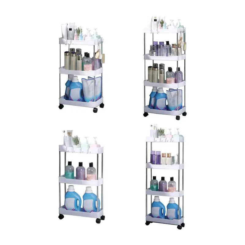 

Cart Storage Rack Roller Shelves Movable Utility Storage Stand Multipurpose Storage Racks Cart For Mineral Water Shower Gels