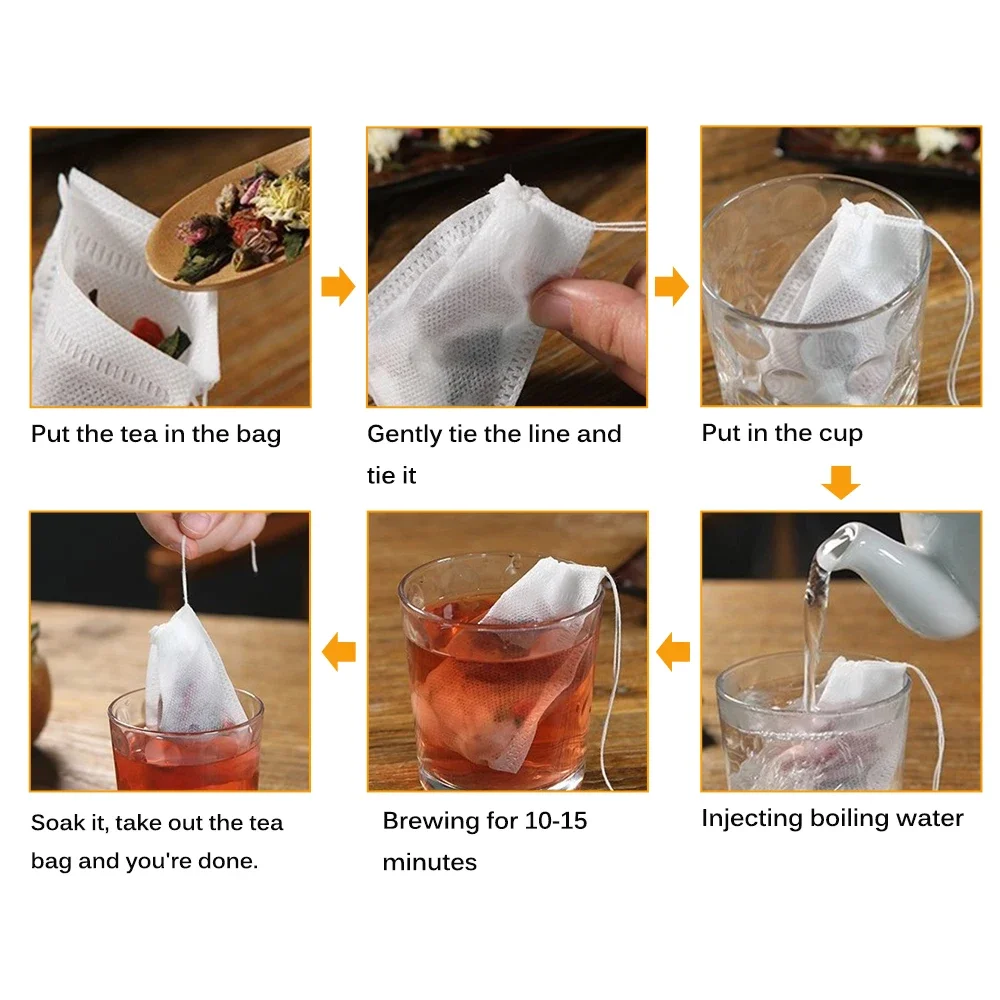 100-2000pcs Disposable Teabags Scented Tea Bags String Heal Seal Filter Paper for Herb Loose Tea Kitchen Accessories Tools