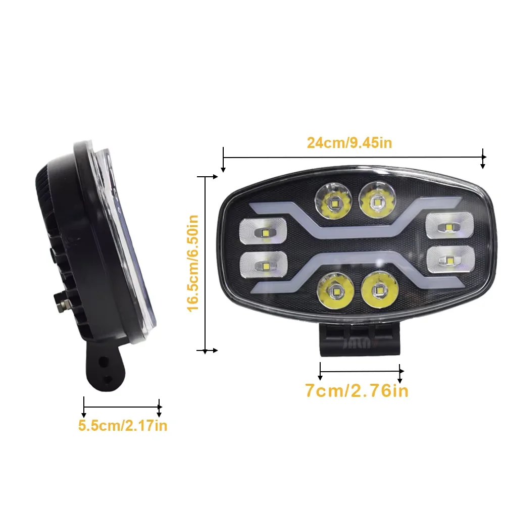 1/2Pcs 9 인치 사각형 LED 운전 스포트라이트 100W 22000LM 흰색 노란색 플래시 보조 헤드라이트 12V 24V 트럭 오프로드 차량용