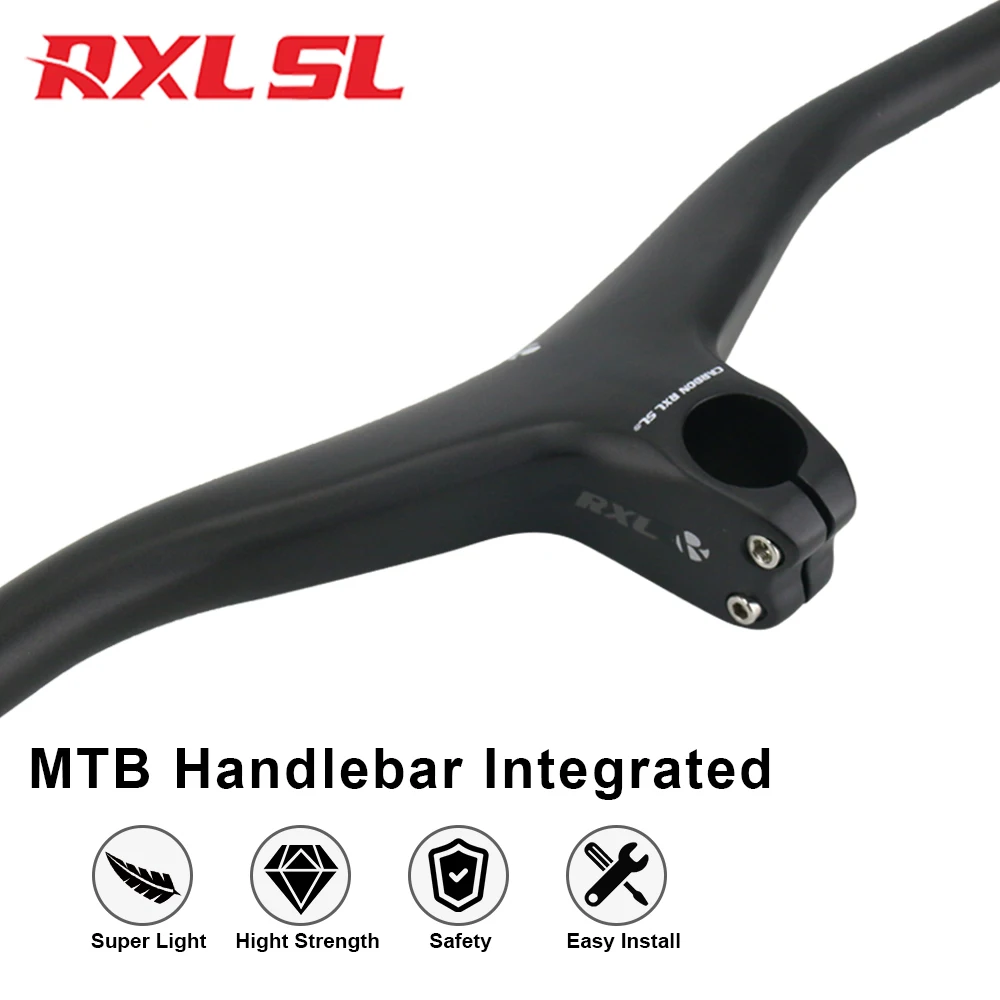 RXL SL MTB Carbon Integrated Handlebar and Stem, 28.6mm 17 Degree, 760mm 780mm 800mm, Mountain Bike Handles Bar For Bicycle