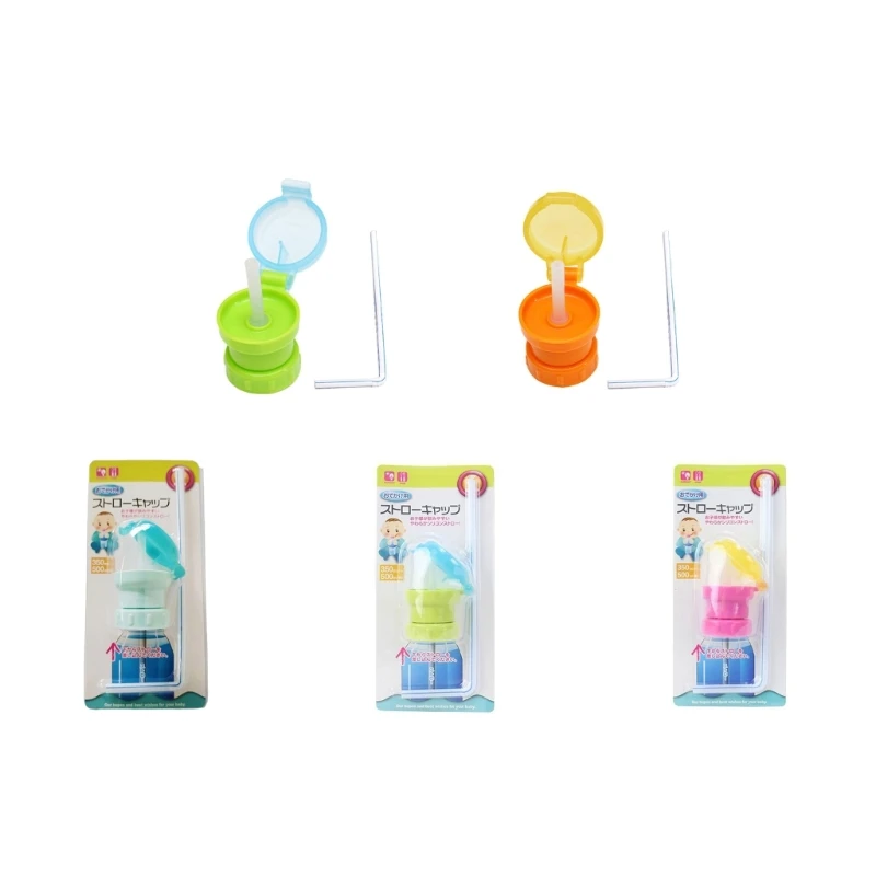 

Portable Spill Proof Juice SodaWater Bottle Twist Cover Cap with Straw Safe Drink Straw Sippys Cap for Kids & Adults