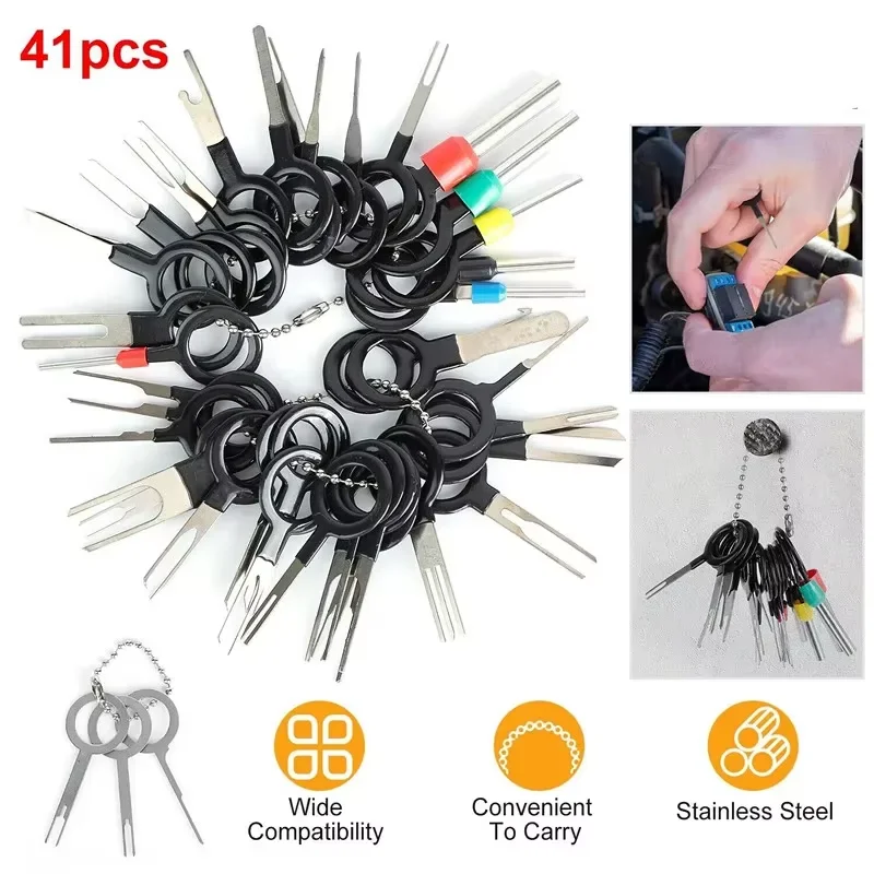 Car Terminal Extractor 41pcs Universal Car Terminal Removal Repair Tool Wire Plug Connector for Car Terminals Disassembly Hand Tools