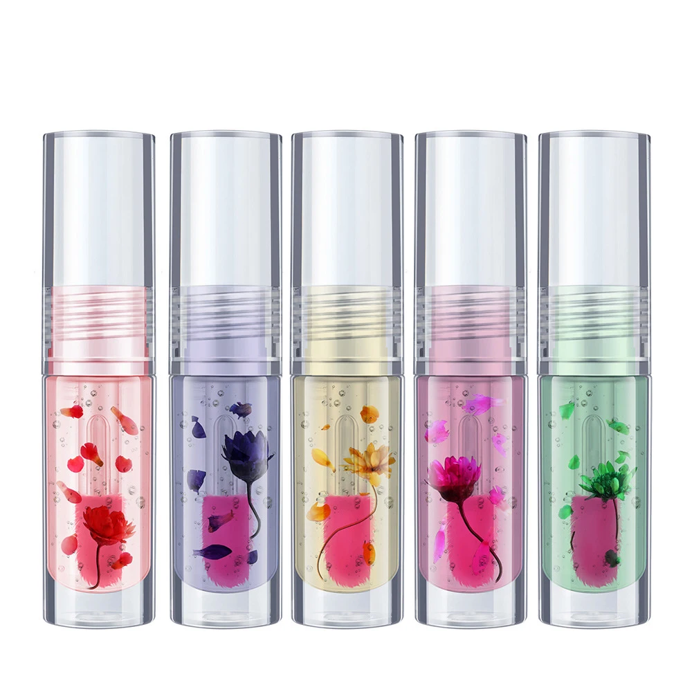 

5ml Custom Bulk Lip Oil Private Label Valentine's Day Flower Daisy Niche Magic Color-changing Transparent Lipgloss Gloss Makeup