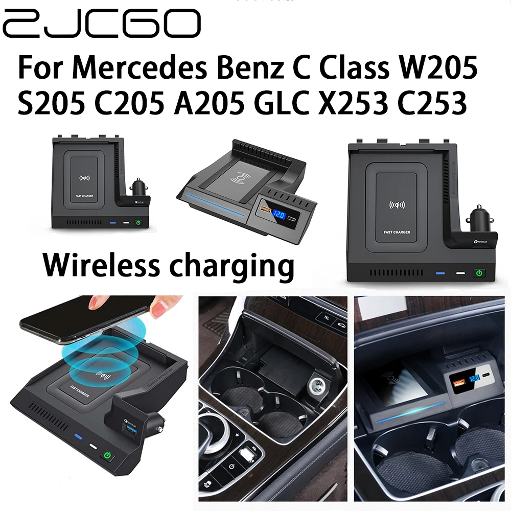 Zjcgo-メルセデスベンツCクラスW205 s205 c205 a205 glc x253 c253用のワイヤレス充電器,携帯電話,急速充電,15w  AliExpress