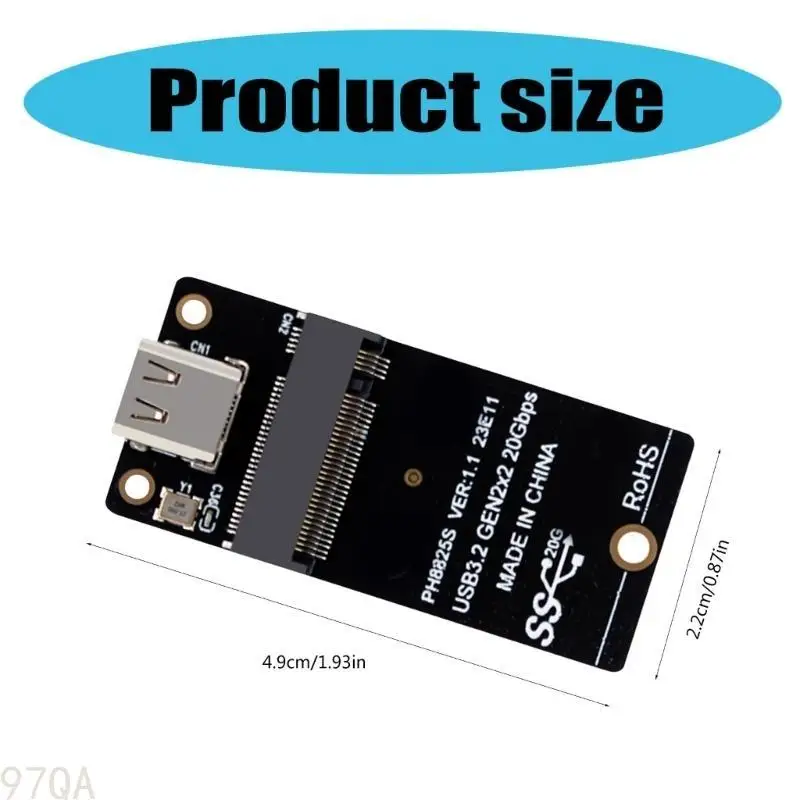 97QA M.2 to Type C Solid Disk Adapter ASM2364 NVME Conversion Board for Highly Speed Data Transfer Stable Performances
