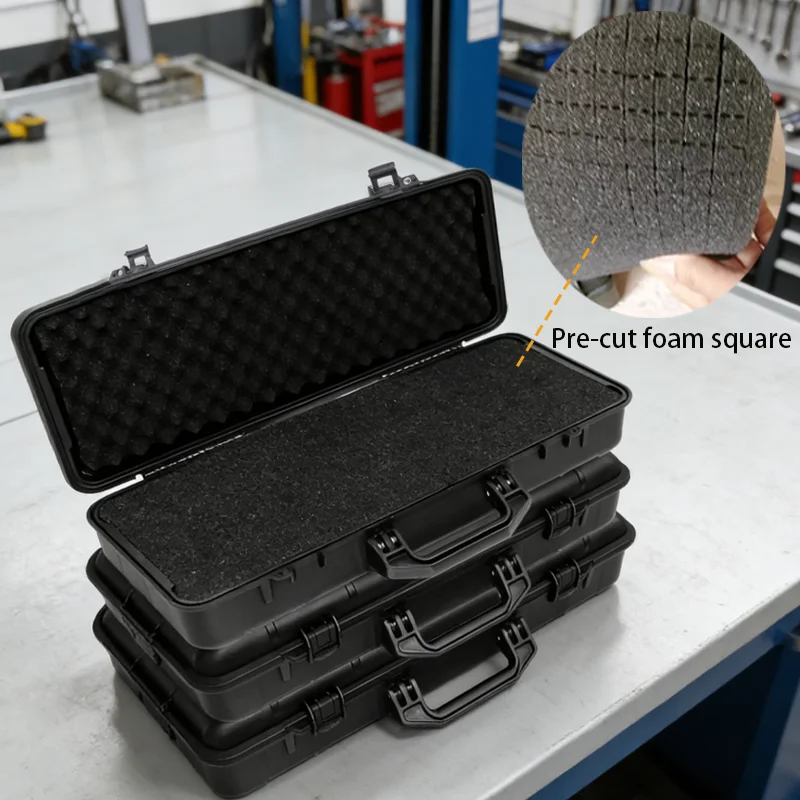 방수 하드 캐리 케이스 가방 도구 상자(사전 절단된 스폰지 보관함 포함) 안전 보호 장치 정리함 하드웨어 박스 충격 방지