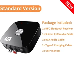 Wireless HiFi Audio Receiver with NFC and Bluetooth 5.3, USB and AUX Connectivity, Remote Controlled - V5.3 (Standard Version)