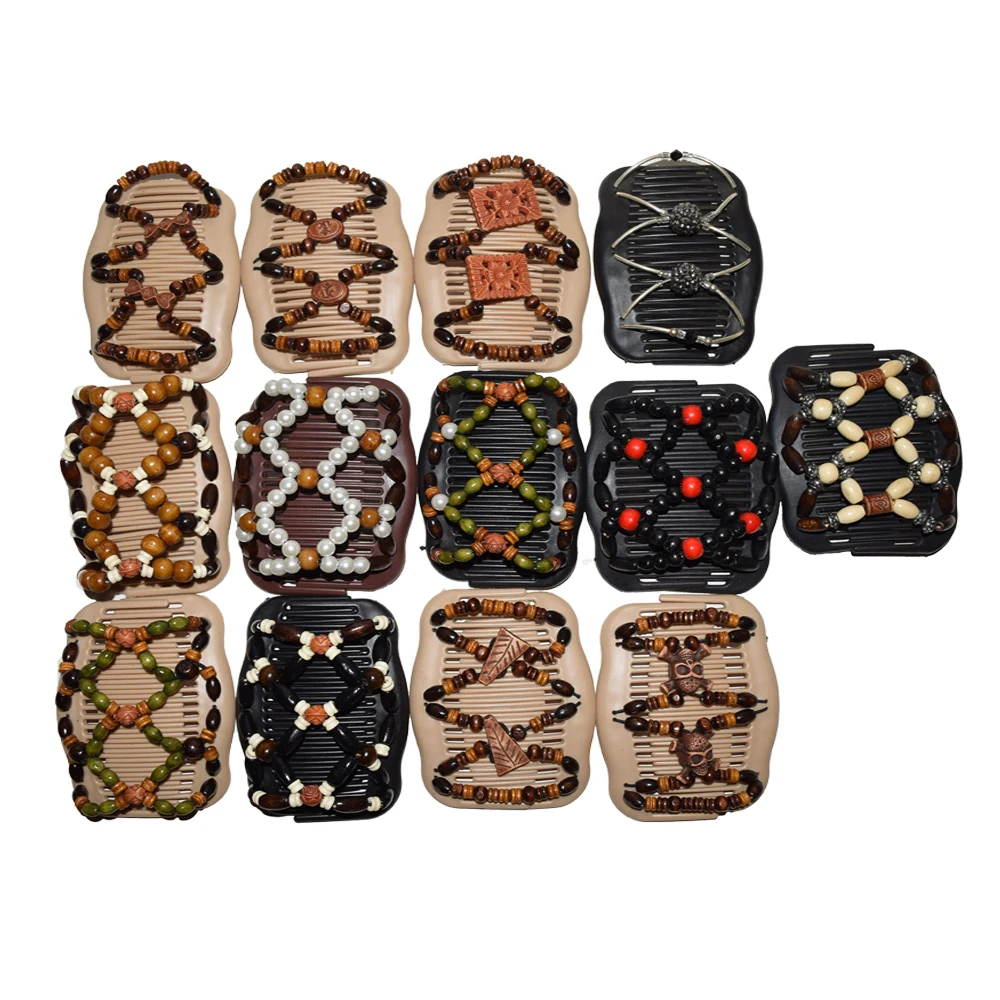 500 pcs/lot mix   model  Fashion magic Hair Combs mix lot wooden  Beaded Hair Clips accessories