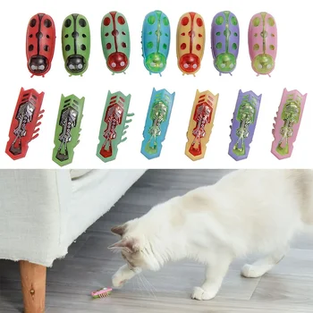 Funny Electric Bugs Catnip Toy Automatic Tunnel Mini Robot Bug Vibration Insect Toys For Cats Battery Operated Cockroach Ladybug 1