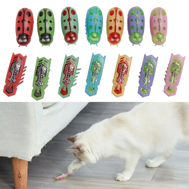 Funny Electric Bugs Catnip Toy Automatic Tunnel Mini Robot Bug Vibration Insect Toys For Cats Battery Operated Cockroach Ladybug 1