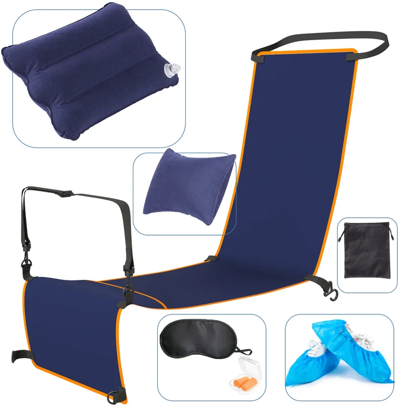 Folding Travel Bed Childen Adults All Can Use, Long Distance Travel Sleeping Hammock Leg Rest Airplane Train Car Seat Extender