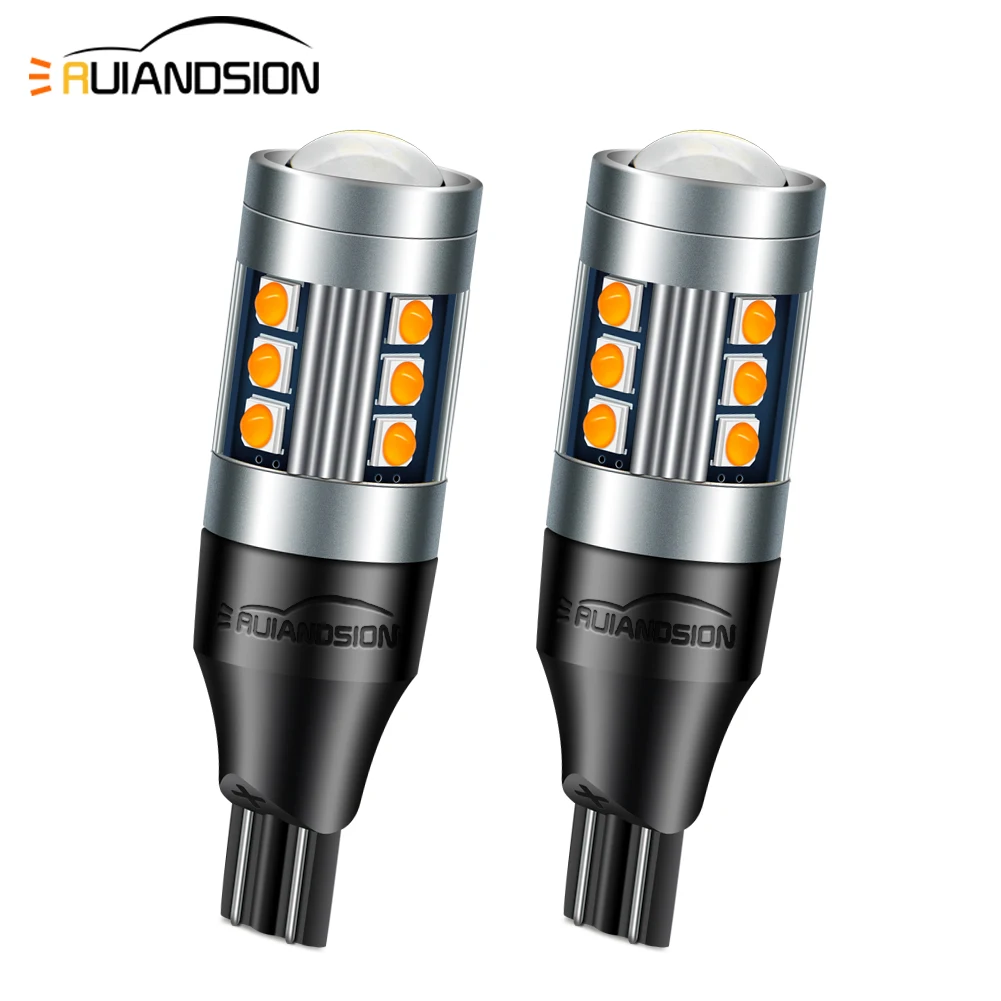 

2 Pcs W16W T15 LED Bulb CANBUS Error Free 921 Amber White Car Reverse Rear Tail Turn Signal Light 12V 24V Auto DRL Lamp SMD 3030