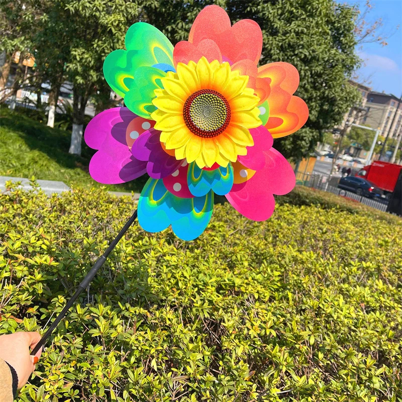 

1Pc Sunflower/Butterfly Windmill Pinwheel Colorful Sequins Windmill Carry Camping Picnic Home Garden Decoration