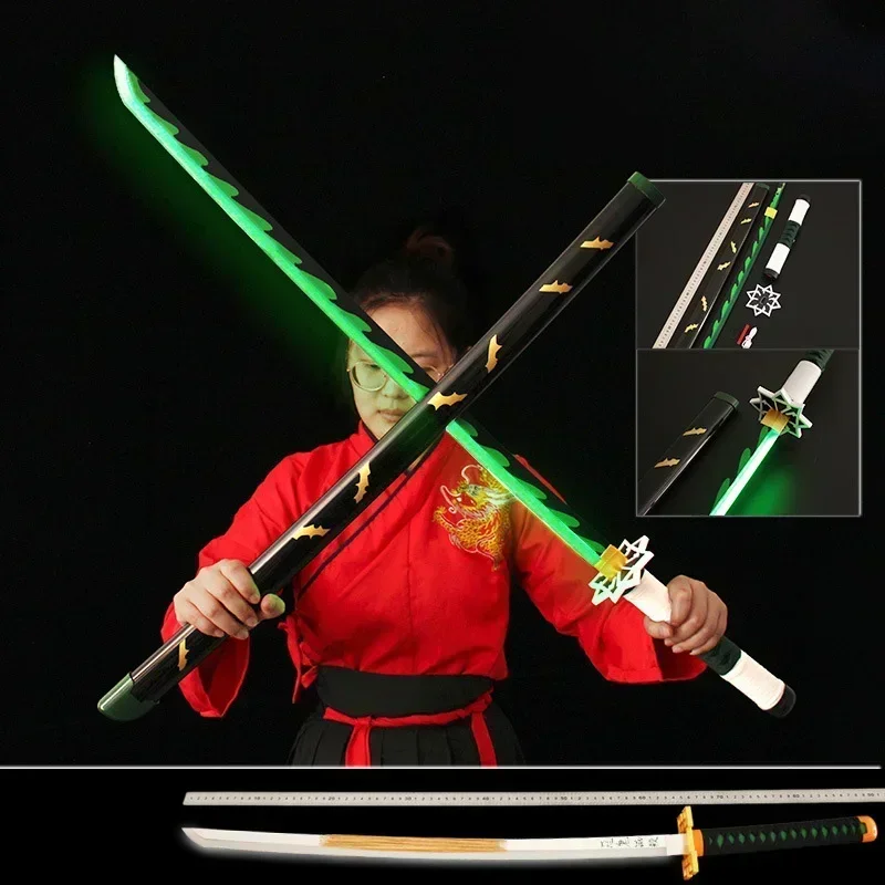 104cm Japanese Anime Katana Nichirin Blade Wooden Samurai Sword Charge Luminescence Anime Cosplay Weapon Model Gifts Toys Boys 3