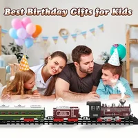 Train Set - Train Toys For Boys With Smokes, Lights And Sound, Toy Train With Steam Locomotive,Christmas Gifts for Kids 3-12 1