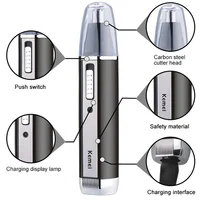 Kemei 4in1 Rechargeable Nose Trimmer Beard Trimer Men Micro Shaver Eyebrow Nose Hair Trimmer Nose and Ear Cleaner Grooming Set 2