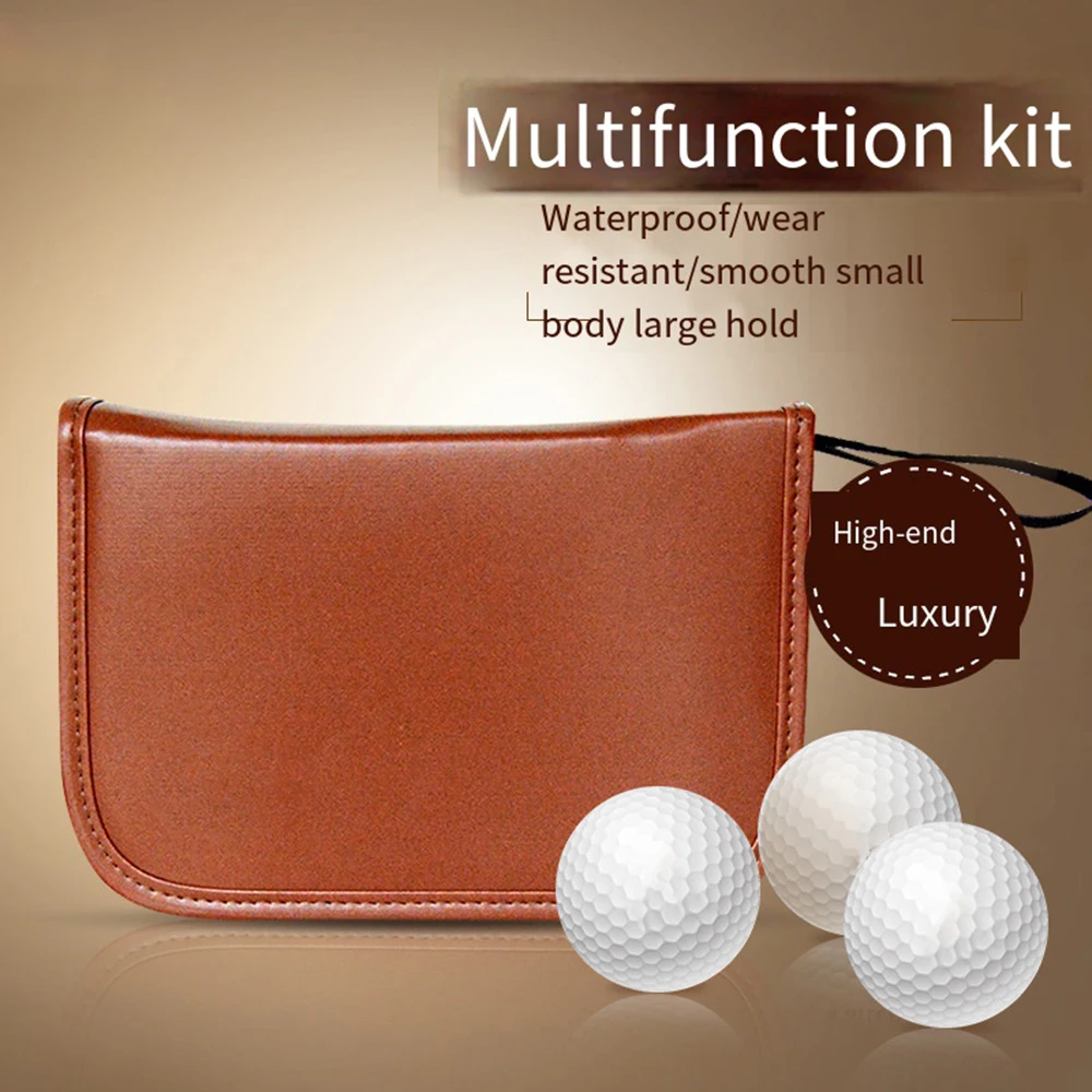 

Golf Multifunction Bag Faux Leather Set Tool Kit Tool Carrying Bag Range Finder Knife Brush Ball Clip Tee Score Golf Accessories