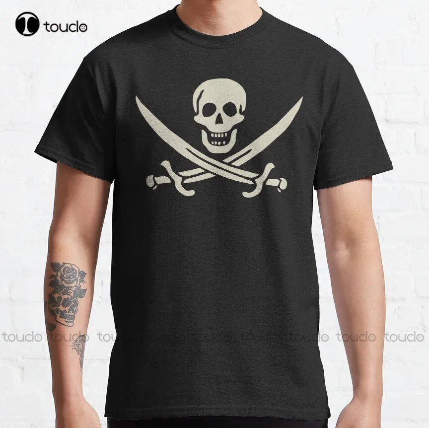 Pirata: Jack Rackham / "Calico Jack" Classic T-Shirt Black Sails Gym Shirt Funny Art Harajuku Streetwear Cartoon Tee Xs-5Xl Nuovo