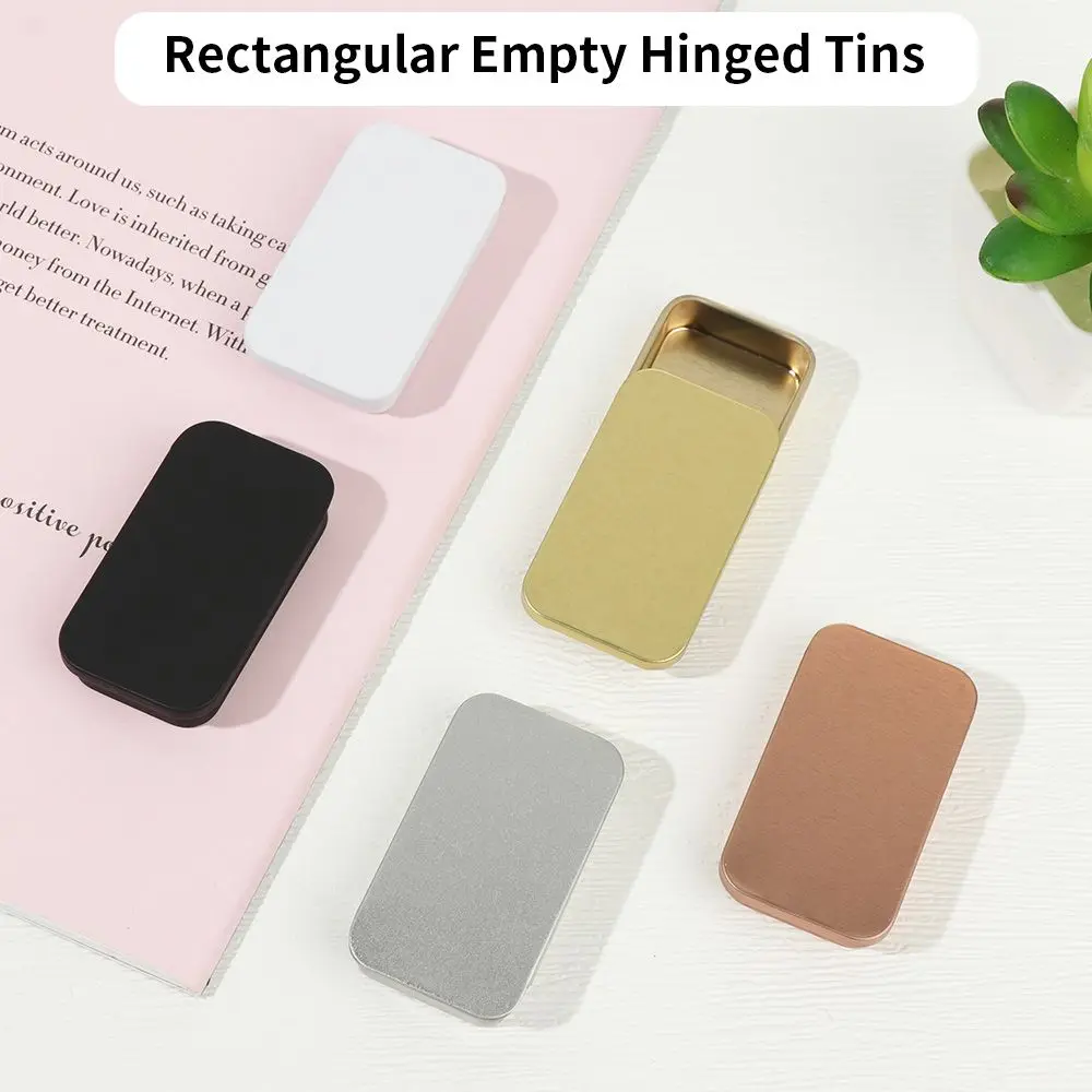 Compact Rectangular Tin Storage Box for Jewelry, Pills, and Cosmetics