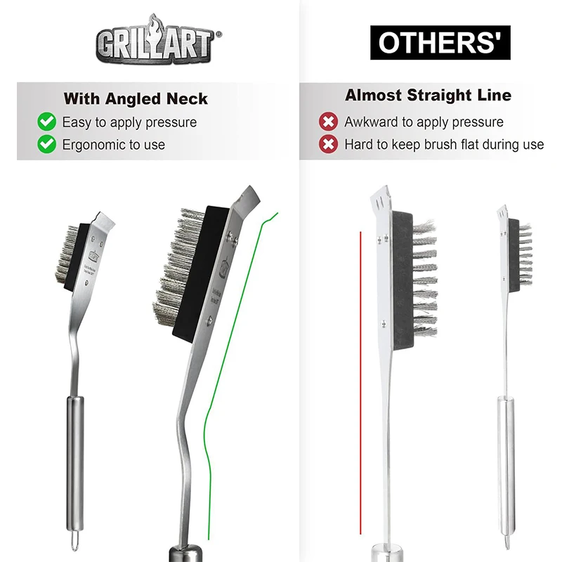 Grill Brush&Scraper, Wire BBQ Grill Brush for Outdoor, 16.5&rdquo; Cleaning Brush BBQ Accessories, Safe Cleaner