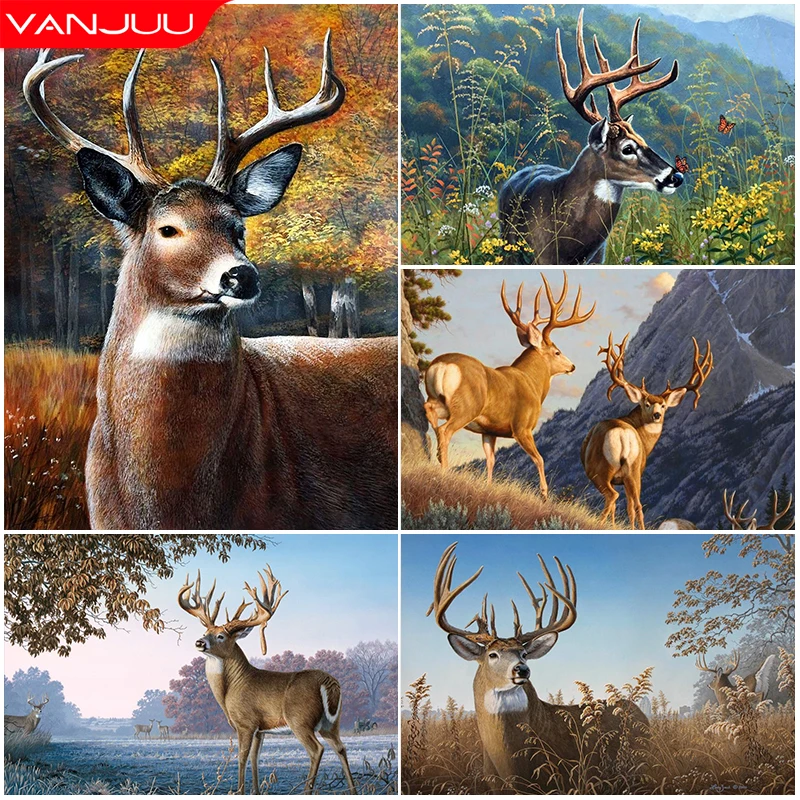 5D Deer Diamond Painting DIY Little Horned Deer in the Forest