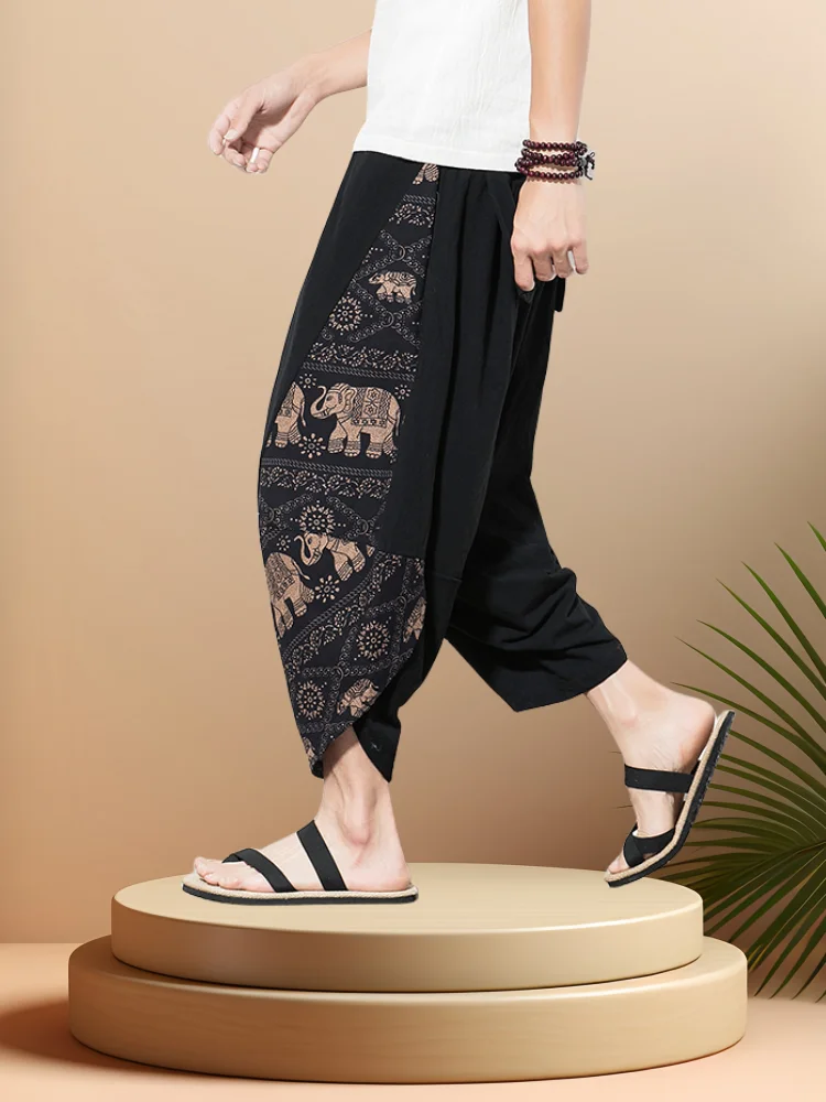 Harems hose im ethnischen Stil Herren Jogging hose Jogging hose Japanische Straße Herren hose Arbeit Elefant Nähte waden lange Hose – Detail 2