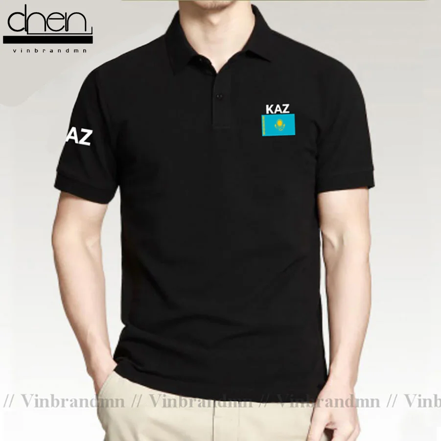 2022 Kazakhstan polo shirts men short sleeve white brands printed for country cotton nation team flag new Kazakh KZ Kazakhstani