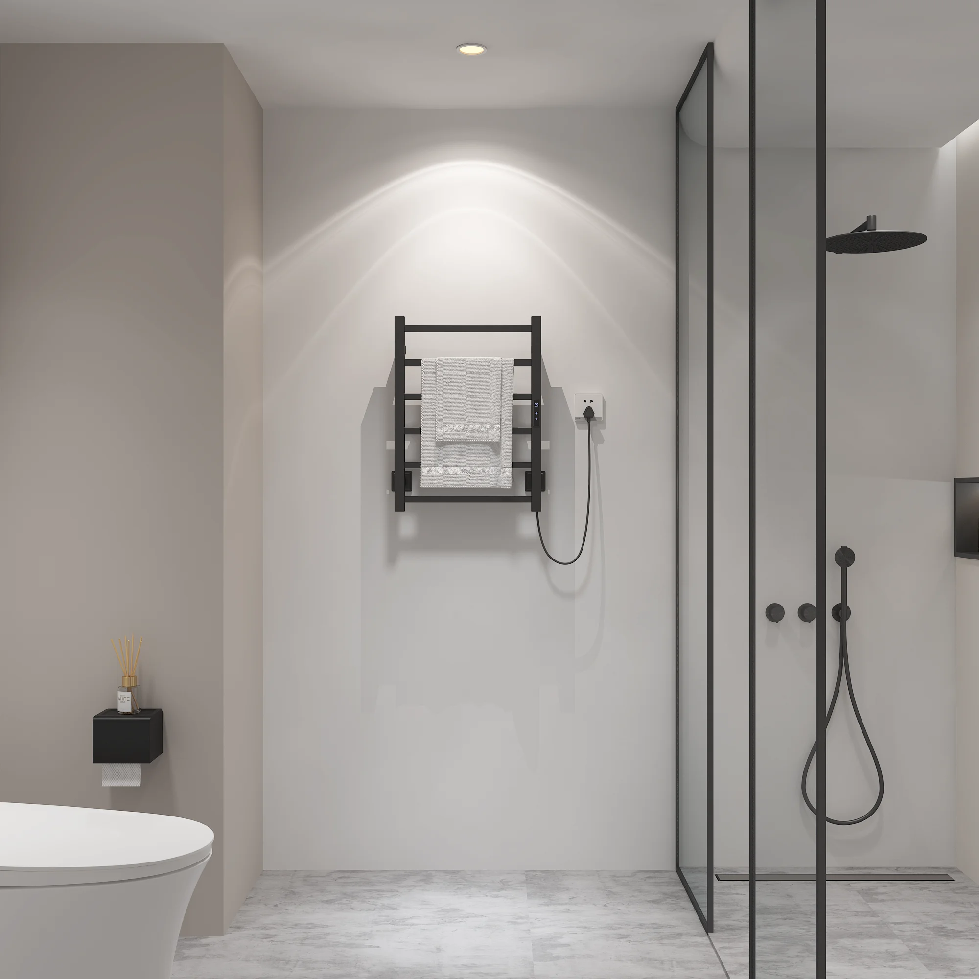 อุปกรณ์ห้องน้ํา ชั้นวางผ้าเช็ดตัวไฟฟ้า สแตนเลส ควบคุมอุณหภูมิและเวลา บ้านอัจฉริยะ ราวแขวนผ้าเช็ดตัวอุ่น เครื่องอุ่นผ้าเช็ดตัว 001 1