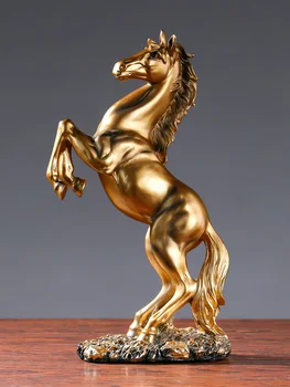 Statue de cheval de la victoire en résine, figurine animale décorative pour le salon, l'armoire et le bureau, style européen 1