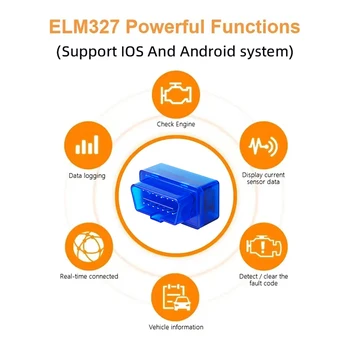 Mini ELM327 V2.1 Obd2 قارئ رمز الماسح الضوئي بلوتوث أداة تشخيص السيارة لنظام أندرويد/IOS كاشف أخطاء السيارات - Image 4