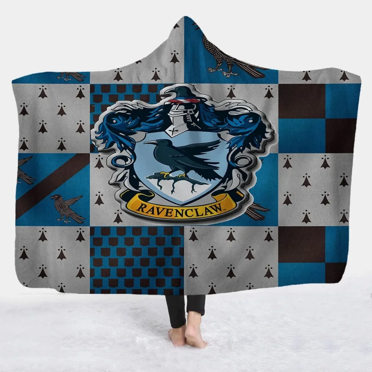 Magic Wizard Hogwartes House 3D Printed Plush Hooded Blanket Picnic Wearable Fleece Throw Warm Gift for Kids Adults 2