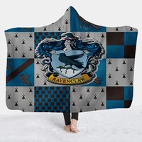 Magic Wizard Hogwartes House 3D Printed Plush Hooded Blanket Picnic Wearable Fleece Throw Warm Gift for Kids Adults 2