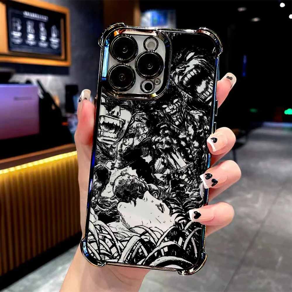 Cool Anime Berserk Plating Anti-Fall Airbag Phone Case