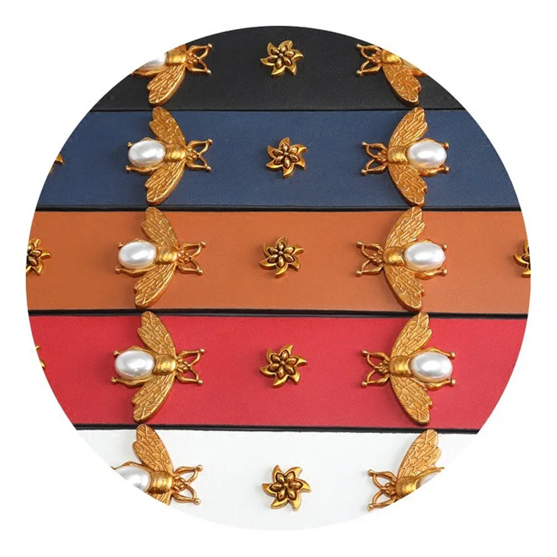 TINBERON Women's Bag Strap Fashion Vintage Gold Bee Shoulder Straps Real Leather Bag Strap Replacement Handbag Parts Accessories