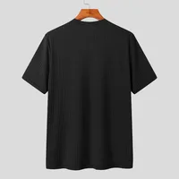 Vêtements d'été pour hommes, t-shirt de luxe léger, loisirs, manches longues, col rond, drapé, couleur unie, chemise ample, basique, tricot populaire 6