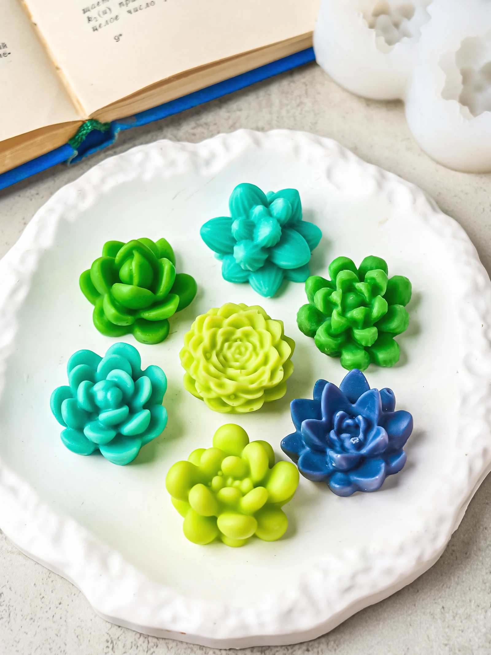7-Piece 3D Succulent Flower Silicone Mould Set