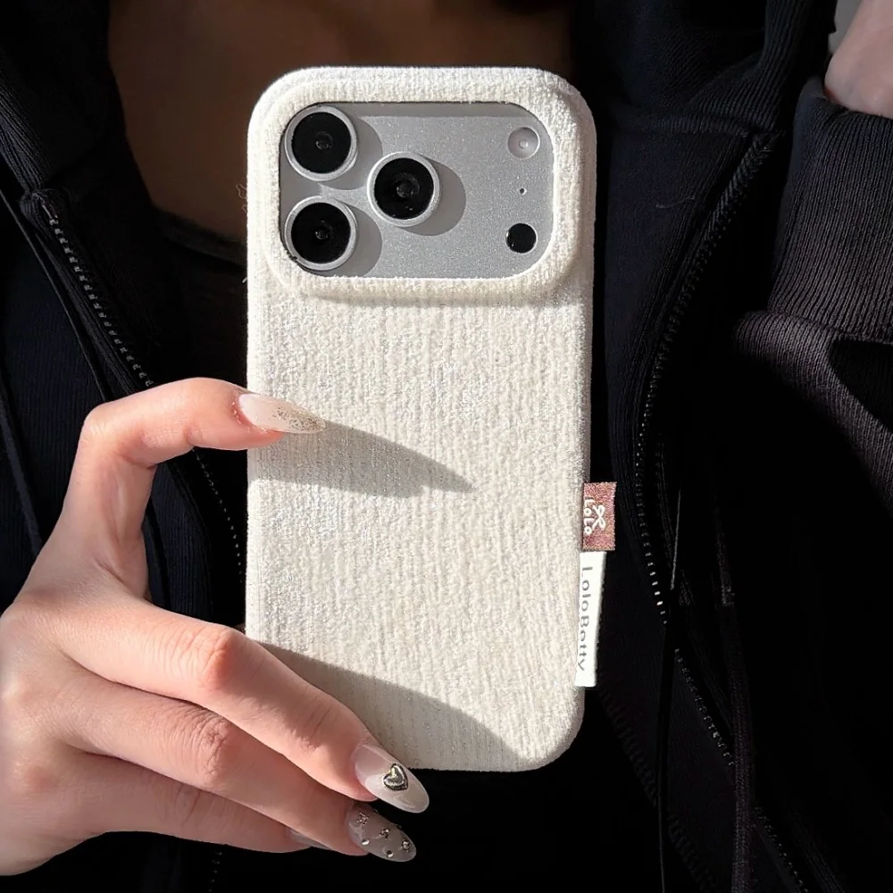 Glitter Velvet Shockproof Phone Case - Solid Color, Anti-Fall Protection, Autumn Winter Collection