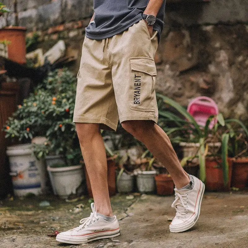 thumbnail image 1 of Pantalones cortos cargo para hombre, informales, pesados, cómodos, para correr, bermudas para hombre, con bolsillo frontal, cintura elástica, pantalones cortos de algodón Y2k, 1 of 5