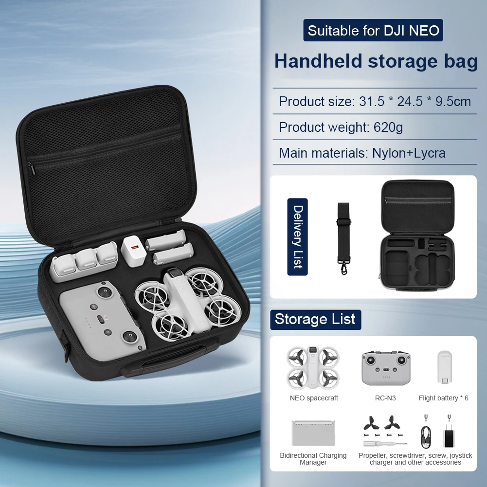Travel Storage Bag Shockproof Travel Shoulder Bag Waterproof Dustproof Handbag Drop-resistant for DJI Neo Protector Accessories