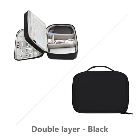 Travel Cable Storage Multi-Function Digital Storage Bag Gadget Organizer Digital Pouch Ipad Earphone Charge Double Layer