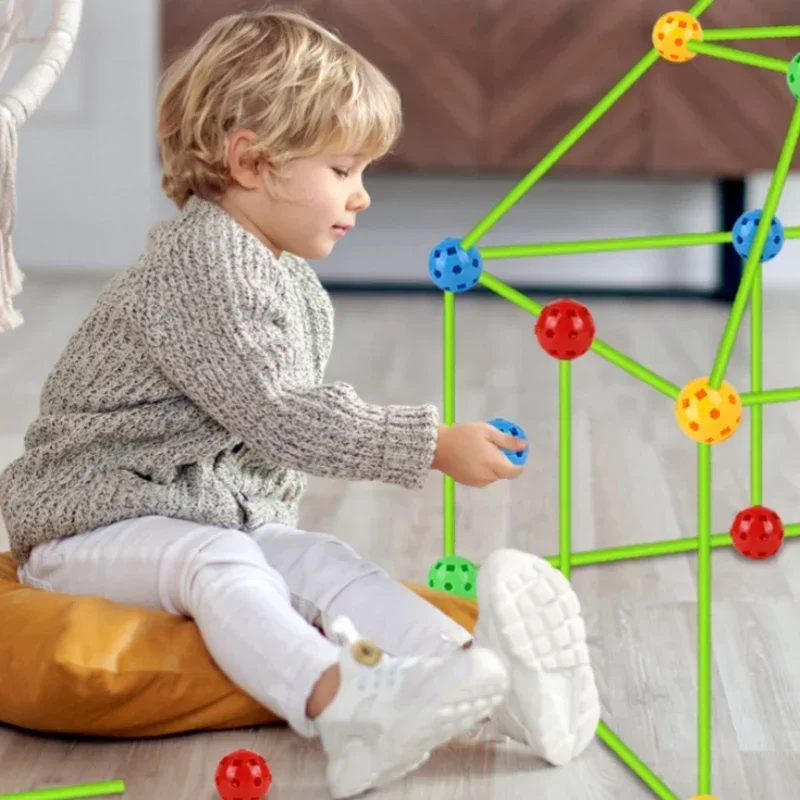 Kids Construction Toys Fort Tent Building Kits DIY 3D Play Tent House Sticks Design Building Tools Assemble Toys Children Gifts toy tent,children toy tent