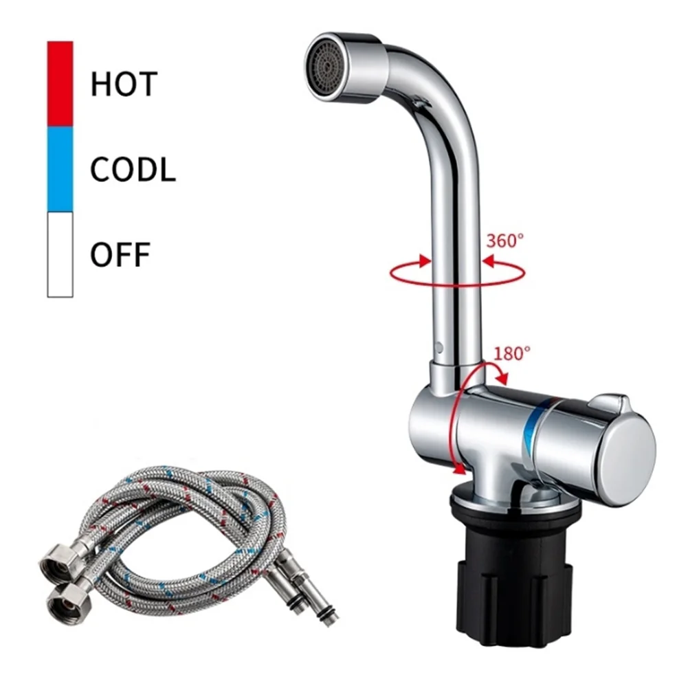 공간 절약형 물 수도꼭지, 손잡이 입구 호스 광택 실버 스테인리스 스틸 스위블, 1.0MPa, 33mm-38mm