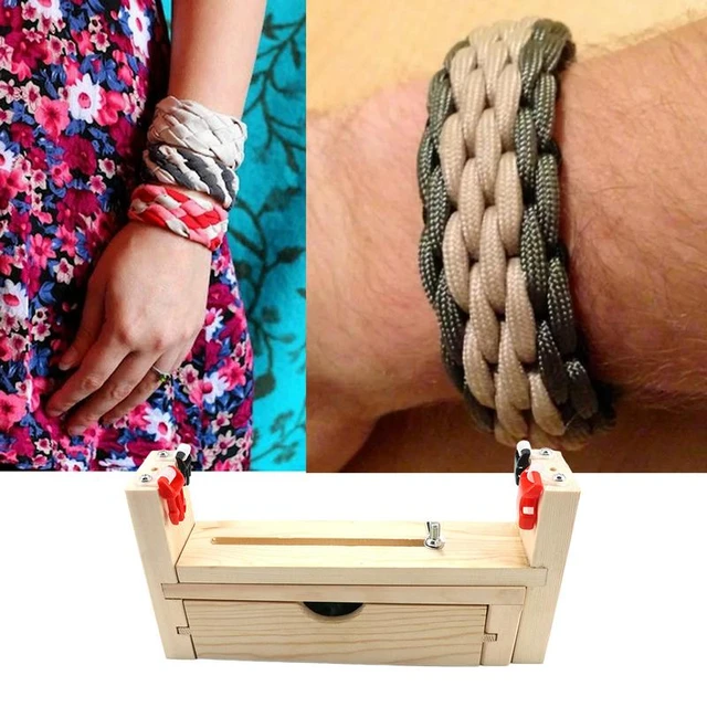 Adjustable Jig Bracelet Maker Wooden Frame Paracord Jig Bracelet Kit With 2  Paracord And 4 Buckles