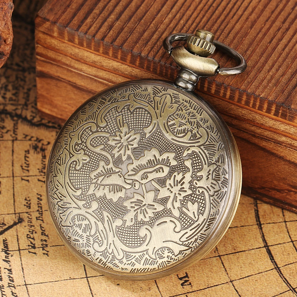 Red Bronze Graphic Yellow Flash Lightning Quartz Pocket Watch Anime Necklace Harajuku Clock Chain Cosplay Antique Gifts for Men