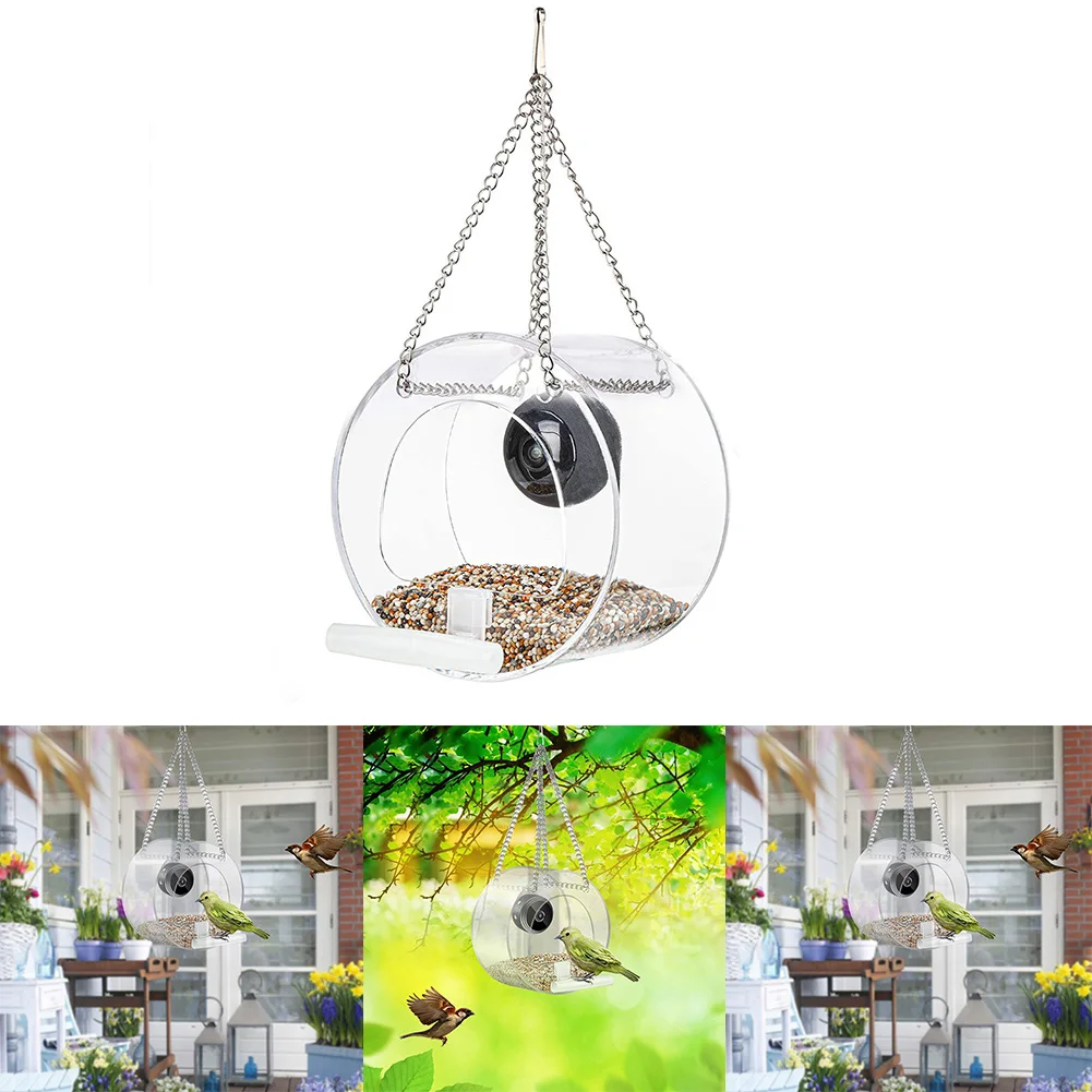 Yard, Garden Bird House Multifunctional Bird Feeder With Camera Wifi Transparent Visible Birdcage 1080HD Night Version Camera