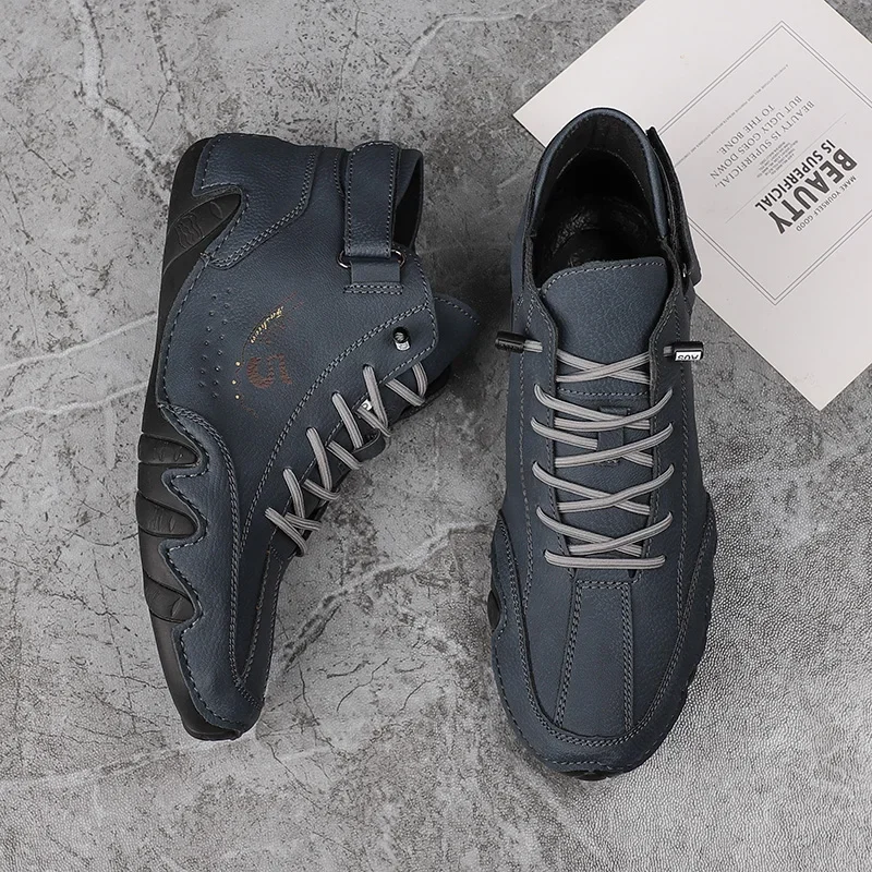 Ankle Leather Boots Men Fashion High Top Casual Shoes Handmade Botines Hombre Botte Homme Plus Big Size 48 49 50