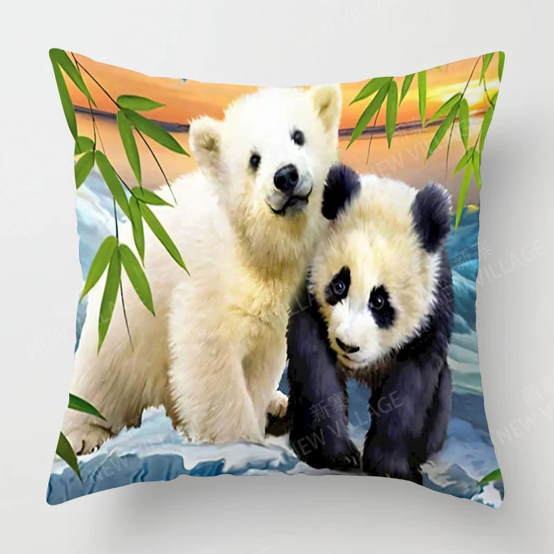 Home living room decoration cushion covers short plush Panda and Bamboo throw pillow cover45*45 pillowcase 40x40cm 50x50 45x45 3