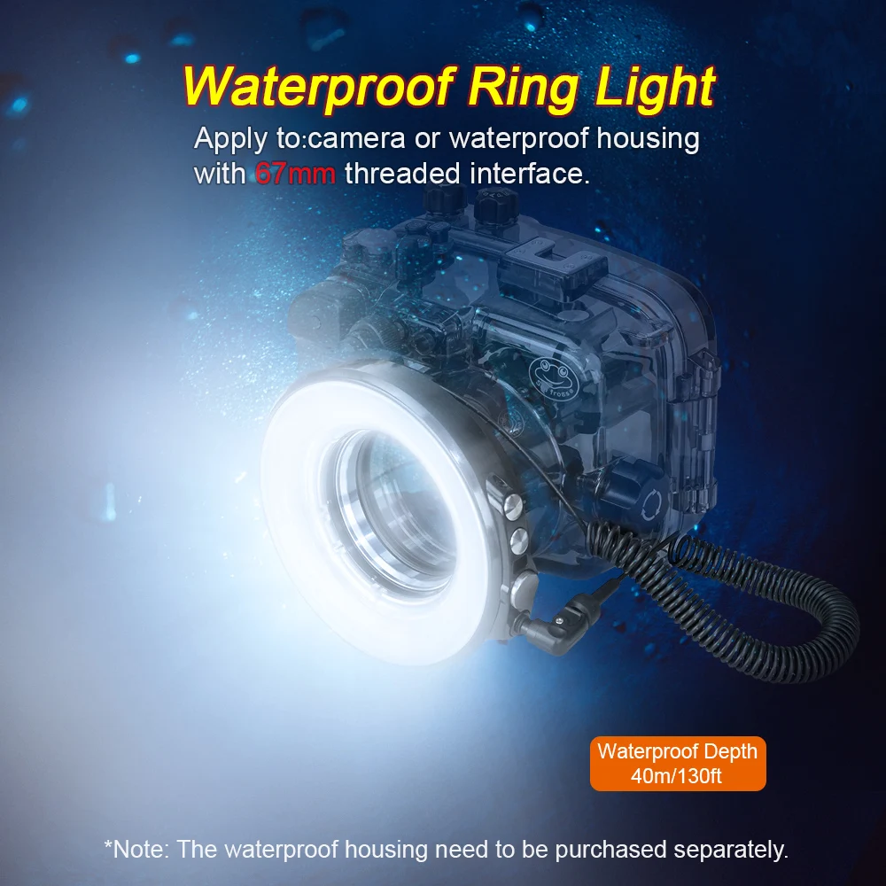 Mcoplus SL-108 40m Camera Underwater Diving Ring Flash Light With 67mm threaded for Canon Nikon Sony Olympus TG7 Camera Housing