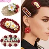 1 Pcs Pure Handmade Red Woolen Knitted Bow Hairpin Bangs Clip Girl Flower BB Clip Side Barrettes Hair Accessories 2