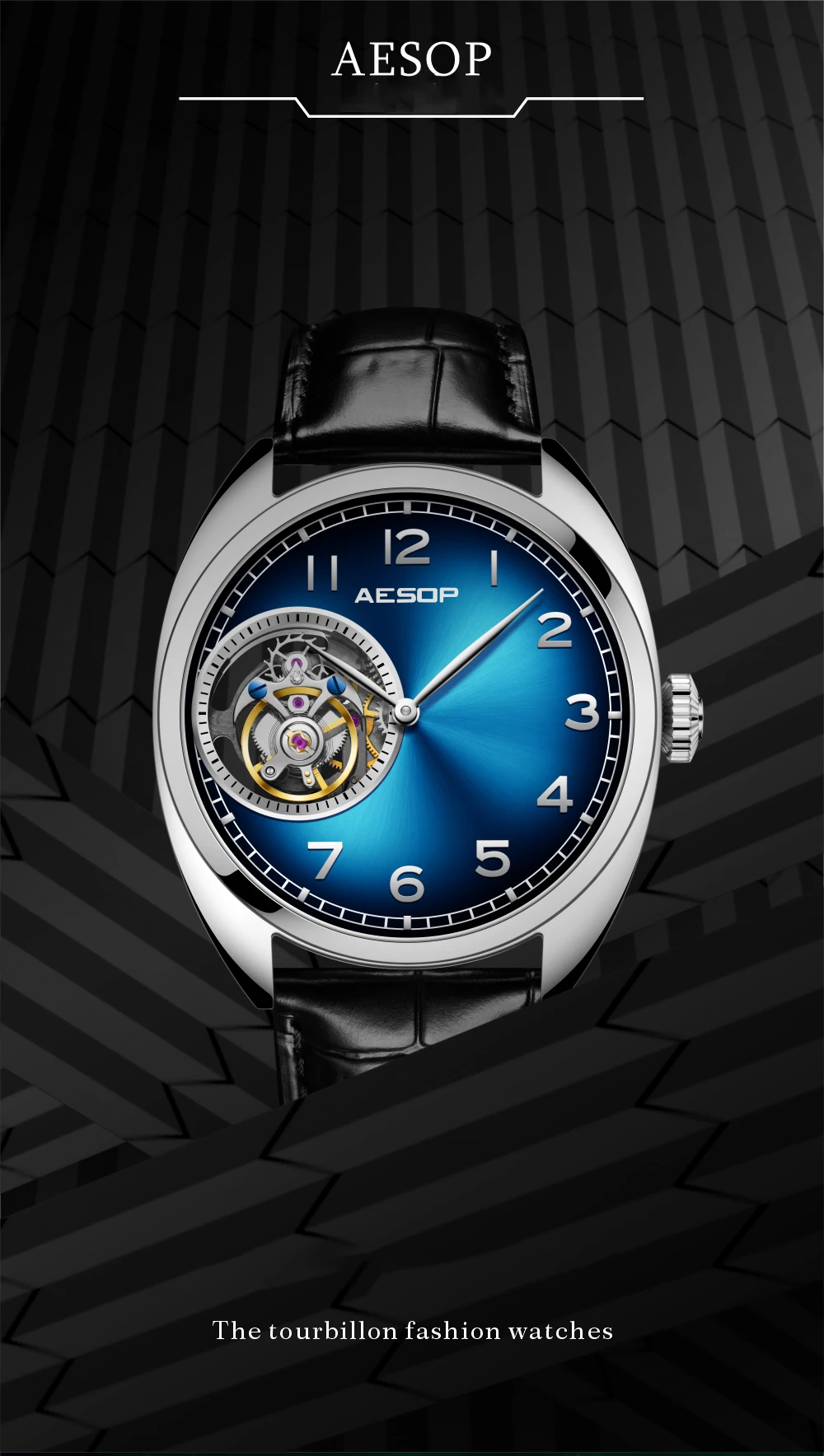 Aesop Off Centre Real Tourbillon Mens Sapphire Aurora Clock Hand Winding 30m Waterproof Gentleman Mechanical Watch Luxury 7056g Aliexpress